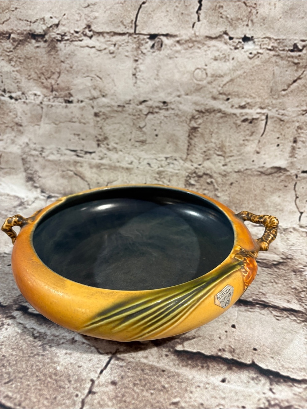 VTG- Roseville Pottery "Pine Cone" pattern low console bowl